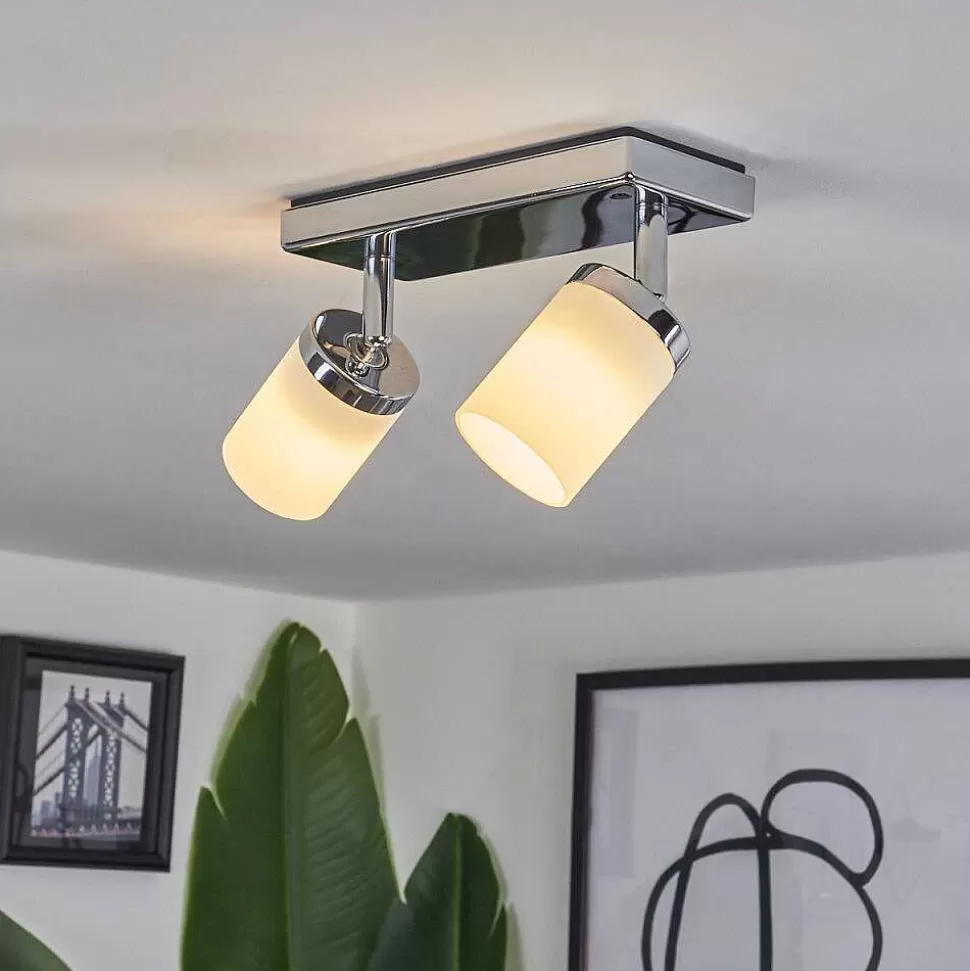 hofstein Luminaires Interieurs Connectes>Plafonnier Cerejeiras Led Chrome, 2 Lumieres, Telecommandes, Changeur De Couleurs