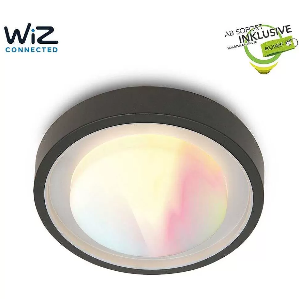Luminaires Lutec Wiz>Plafonnier D'Exterieur Lutec Origo Led Anthracite, 1 Lumiere, Changeur De Couleurs