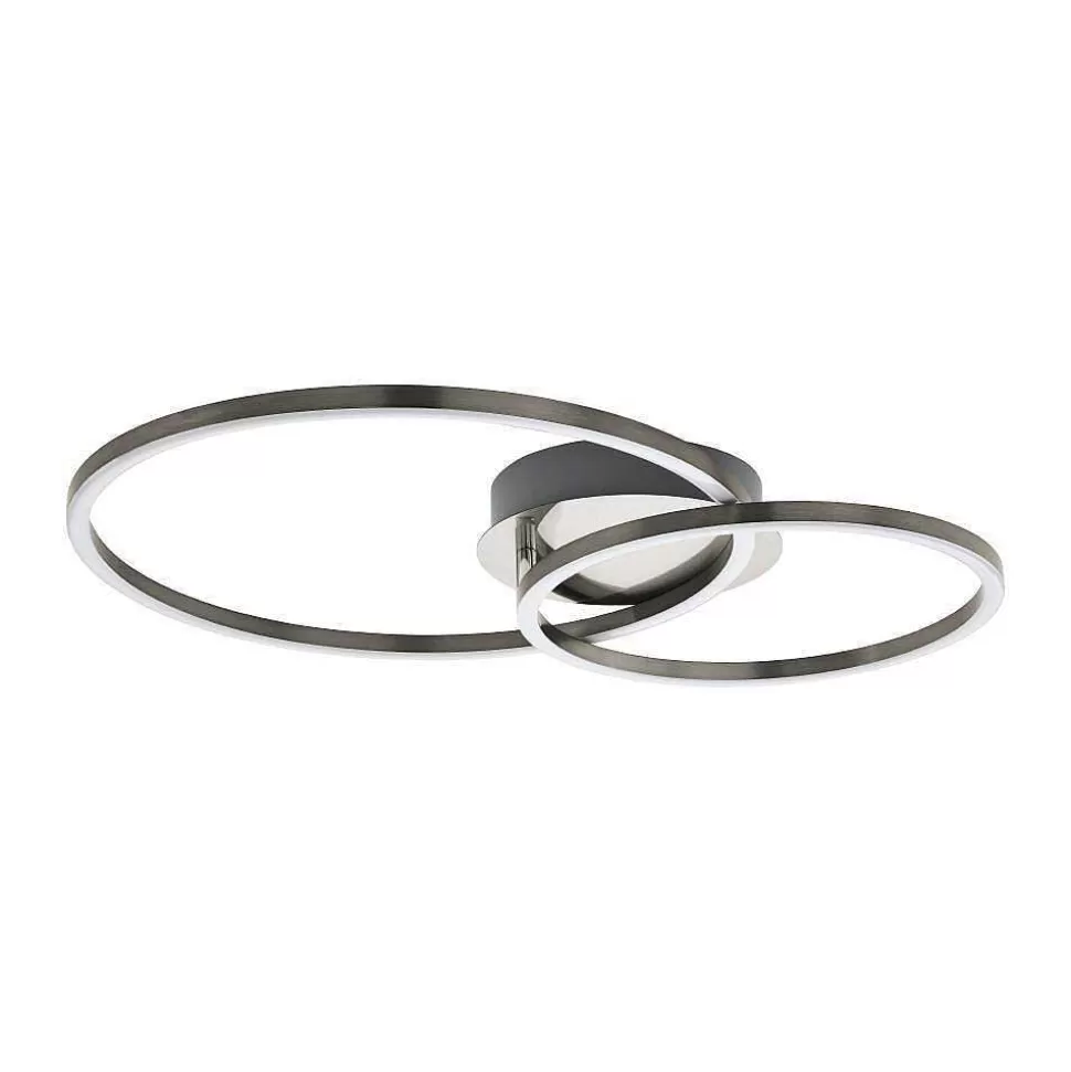 Luminaires Eglo Eglo Connect>Plafonnier Eglo Mottafollone Led Nickel Mat, 1 Lumiere, Changeur De Couleurs