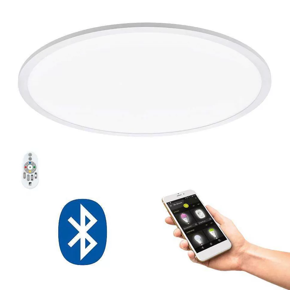 Luminaires Eglo Eglo Connect>Plafonnier Eglo Sarsina-C Led Blanc, 1 Lumiere, Telecommandes, Changeur De Couleurs