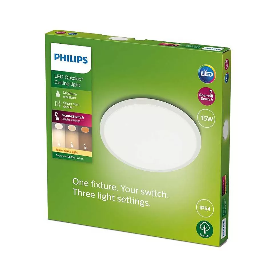 Luminaires Philips Plafonniers Extérieurs>Plafonnier Exterieur Philips Superslim Led Blanc, 1 Lumiere