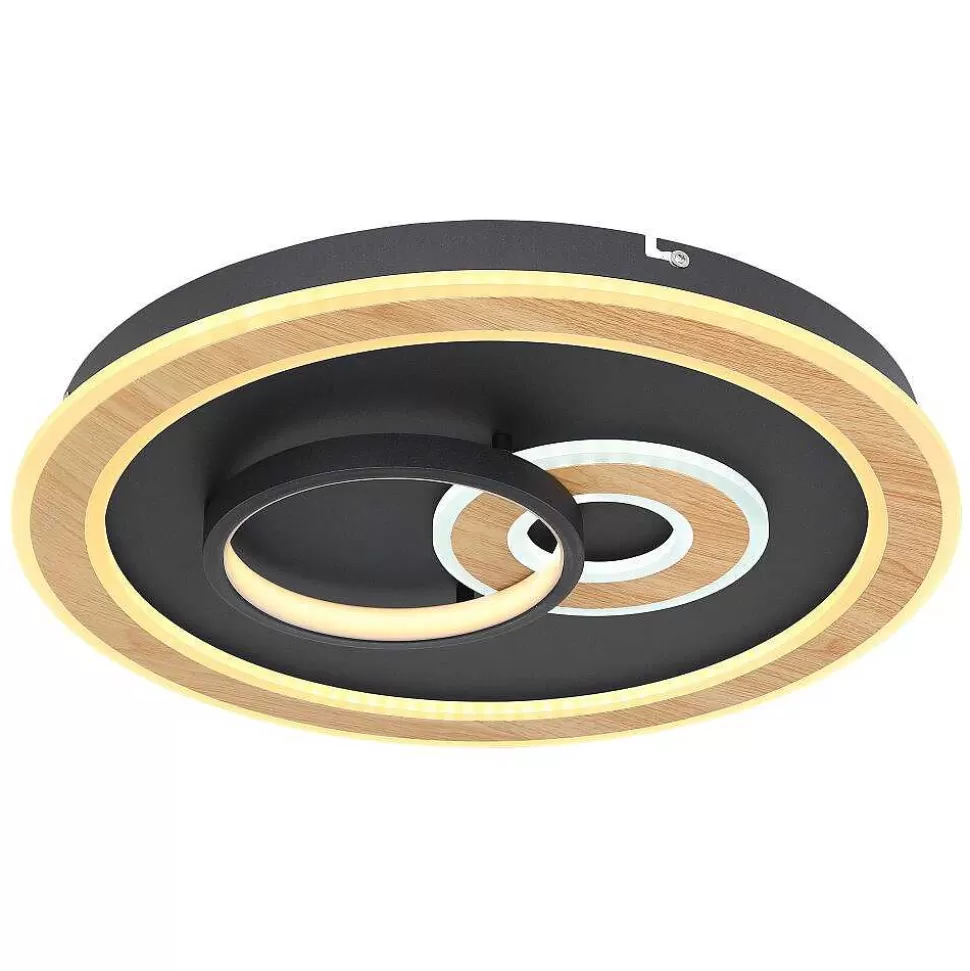 Luminaires Globo Lighting Tuya>Plafonnier Globo Chessy Led Couleur Bois, Noir, Blanc, 1 Lumiere, Telecommandes