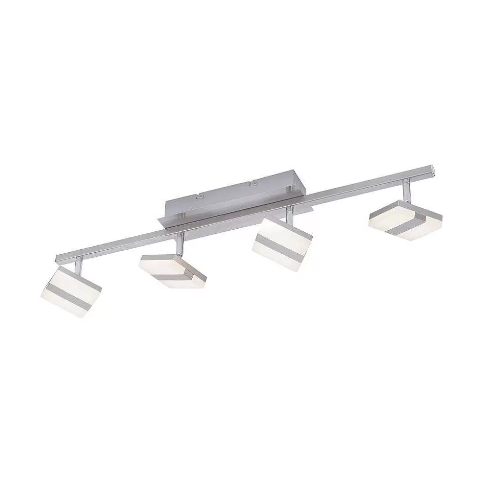 Luminaires Leuchten Direkt Luminaires Interieurs Connectes>Plafonnier Leuchten-Direkt Lolasmart-Sabi Led Nickel Mat, 4 Lumieres, Telecommandes, Changeur De Couleurs