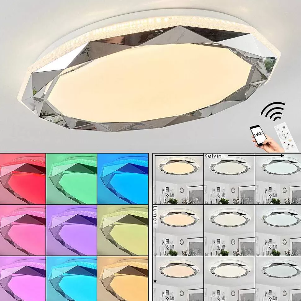 hofstein Wiz>Plafonnier Lisei Led Blanc, 1 Lumiere, Telecommandes, Changeur De Couleurs