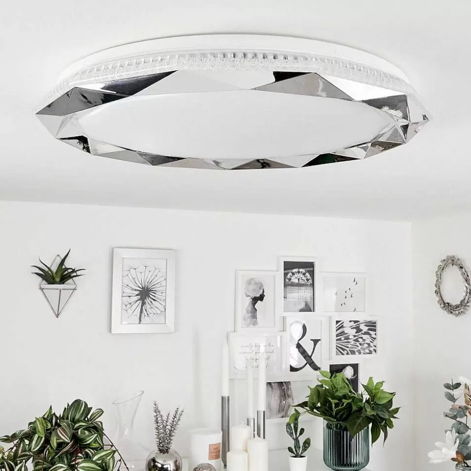 hofstein Wiz>Plafonnier Lisei Led Blanc, 1 Lumiere, Telecommandes, Changeur De Couleurs