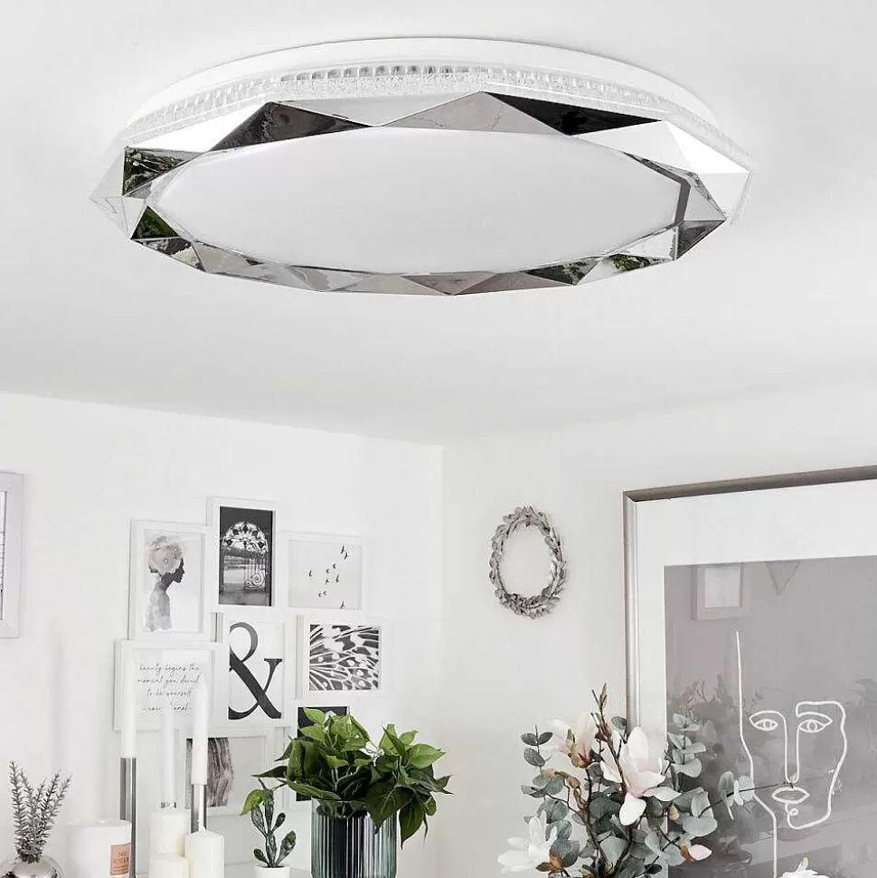 hofstein Wiz>Plafonnier Lisei Led Blanc, 1 Lumiere, Telecommandes, Changeur De Couleurs
