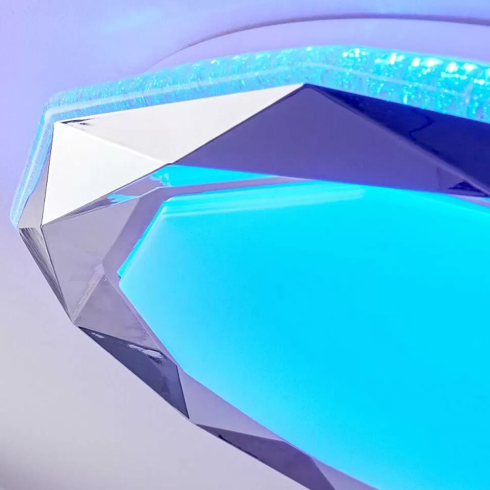 hofstein Wiz>Plafonnier Lisei Led Blanc, 1 Lumiere, Telecommandes, Changeur De Couleurs