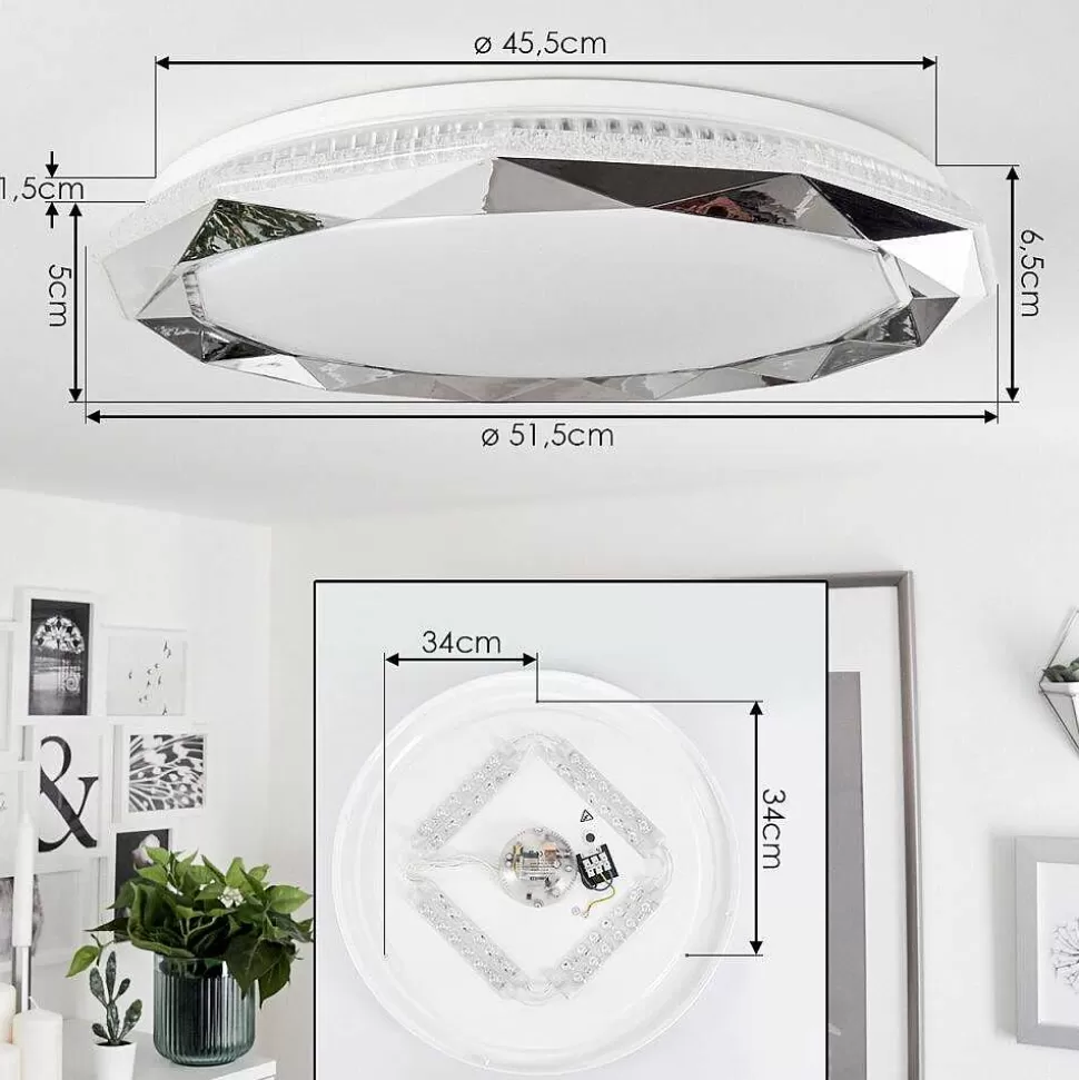 hofstein Wiz>Plafonnier Lisei Led Blanc, 1 Lumiere, Telecommandes, Changeur De Couleurs