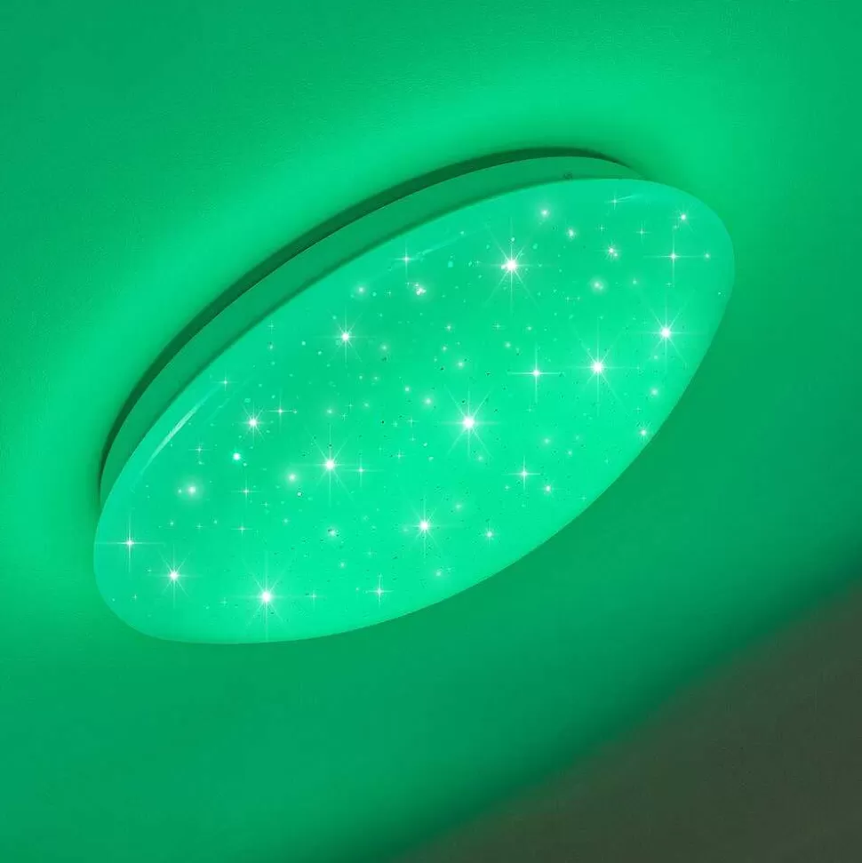 hofstein Plafonniers>Plafonnier Norton Star Led Blanc, 1 Lumiere, Telecommandes, Changeur De Couleurs