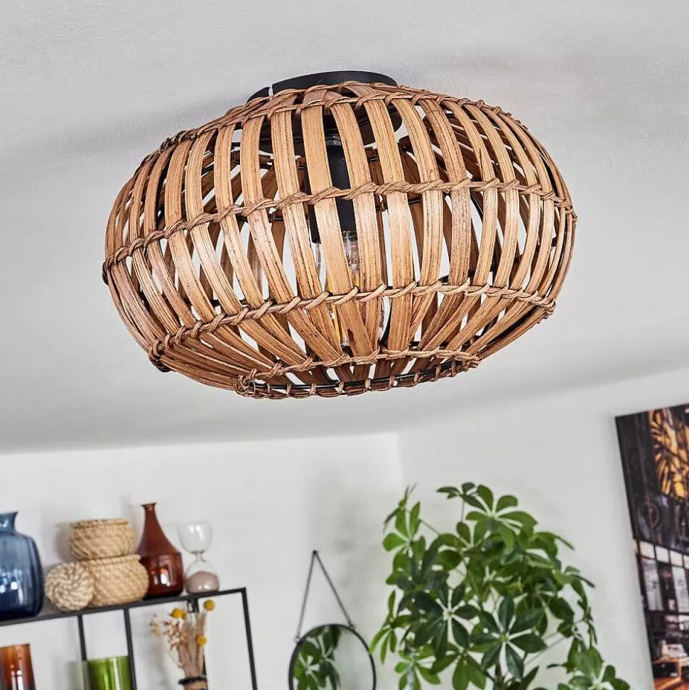 hofstein Style Boho-Chic>Plafonnier Oravi Brun Fonce, Ecru, Noir, 1 Lumiere