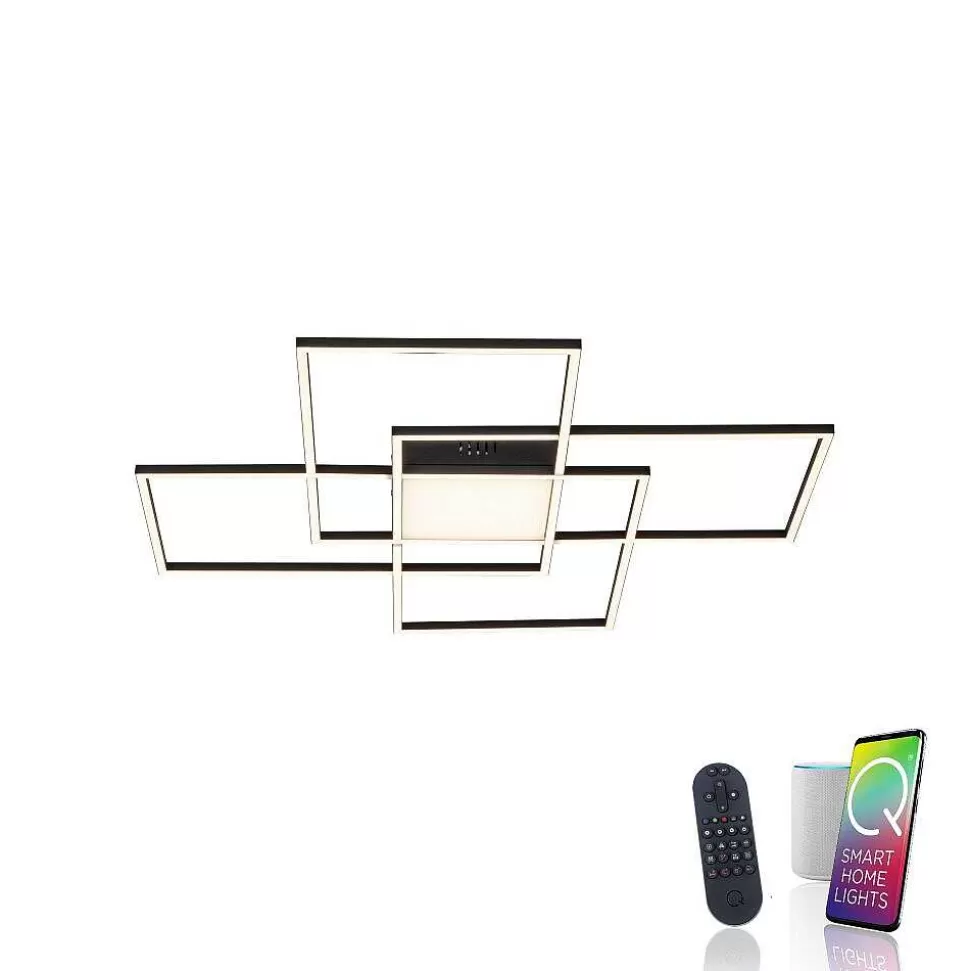 Paul Neuhaus Q-Serie Paul Neuhaus Q>Plafonnier Paul Neuhaus Q-Asmin Led Noir, 1 Lumiere, Telecommandes