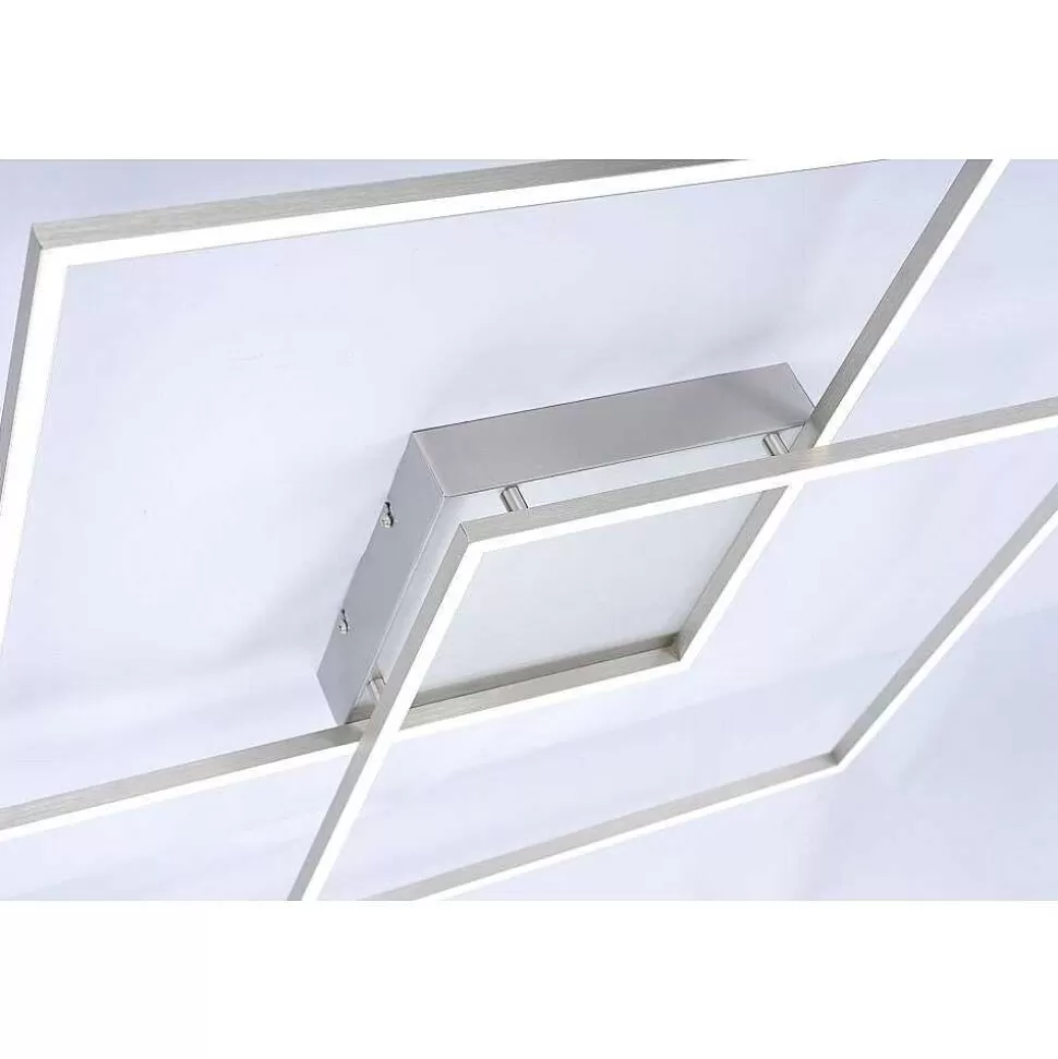 Paul Neuhaus Q-Serie Paul Neuhaus Q>Plafonnier Paul Neuhaus Q-Inigo Led Acier Inoxydable, 2 Lumieres, Telecommandes