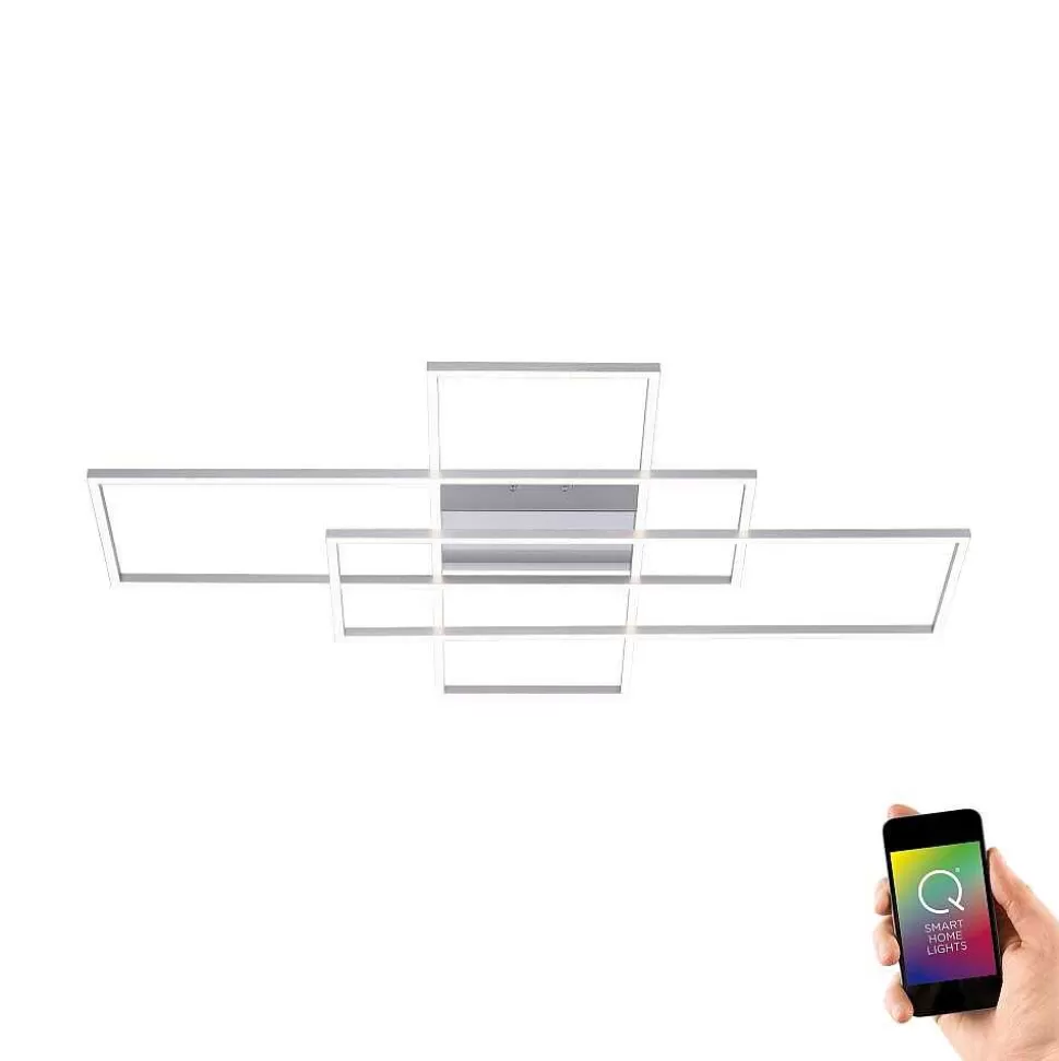 Paul Neuhaus Q-Serie Paul Neuhaus Q>Plafonnier Paul Neuhaus Q-Inigo Led Nickel Mat, 3 Lumieres, Telecommandes