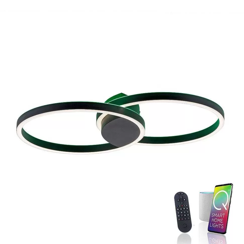 Paul Neuhaus Q-Serie Philips Hue>Plafonnier Paul Neuhaus Q-Marko Led Noir, 1 Lumiere, Telecommandes, Changeur De Couleurs