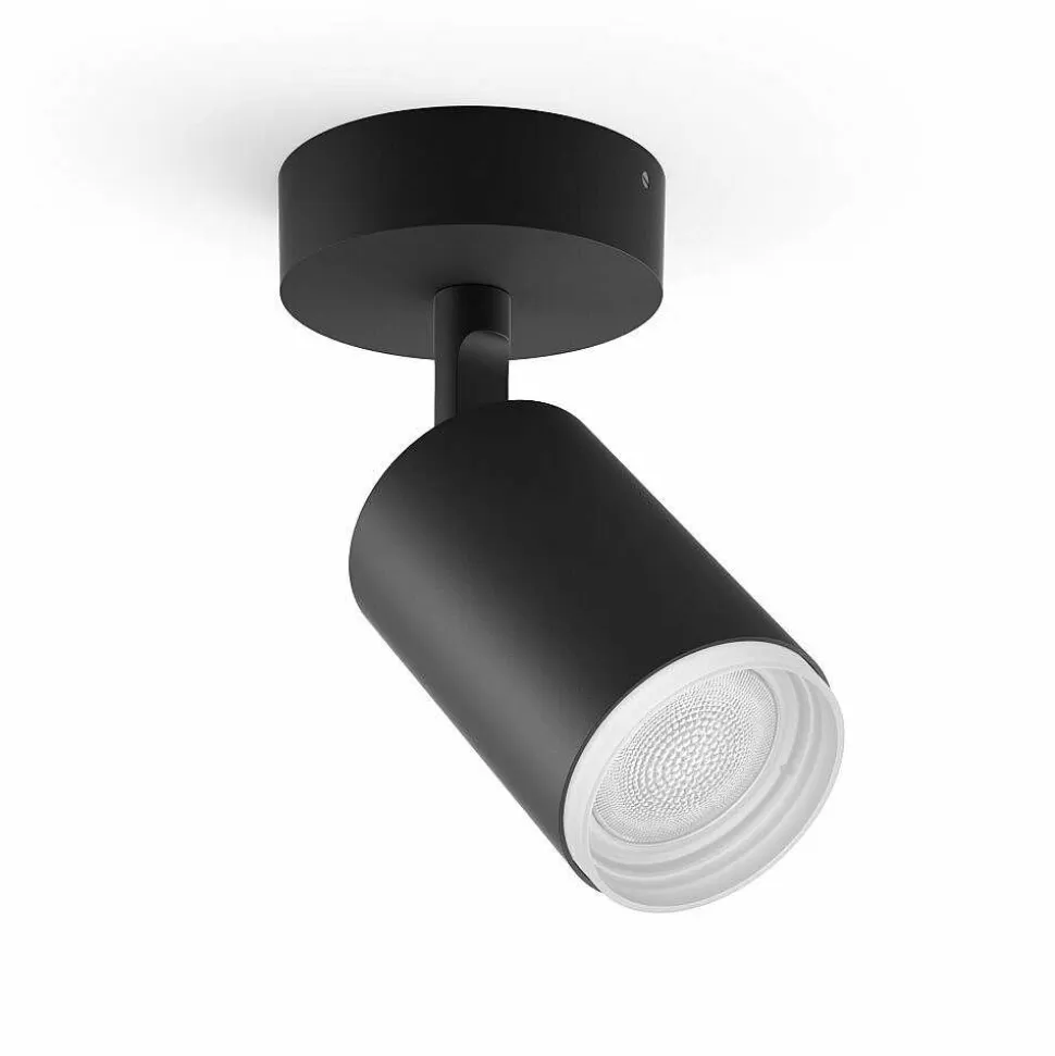 Luminaires Philips Zigbee>Plafonnier Philips Hue Fugato Led Noir, 1 Lumiere, Changeur De Couleurs