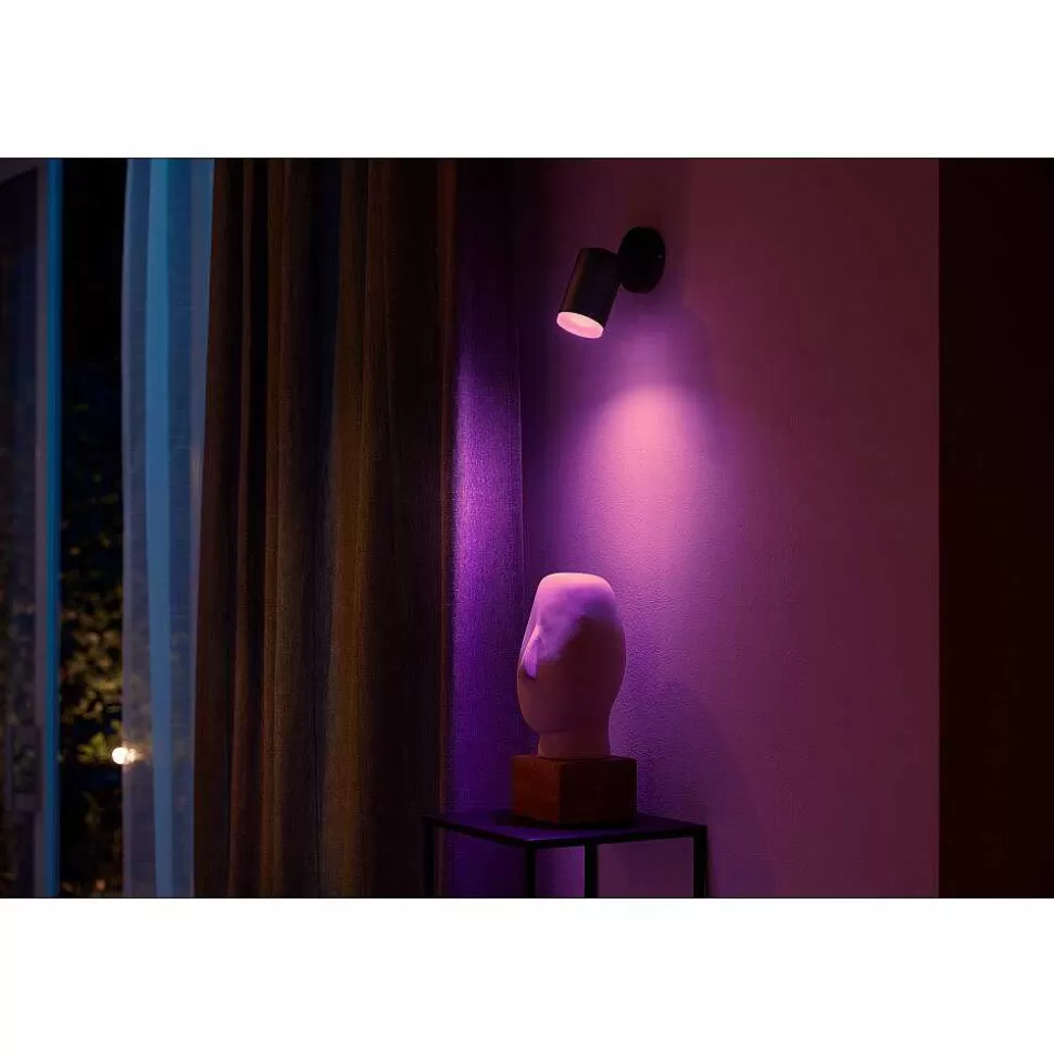 Luminaires Philips Zigbee>Plafonnier Philips Hue Fugato Led Noir, 1 Lumiere, Changeur De Couleurs