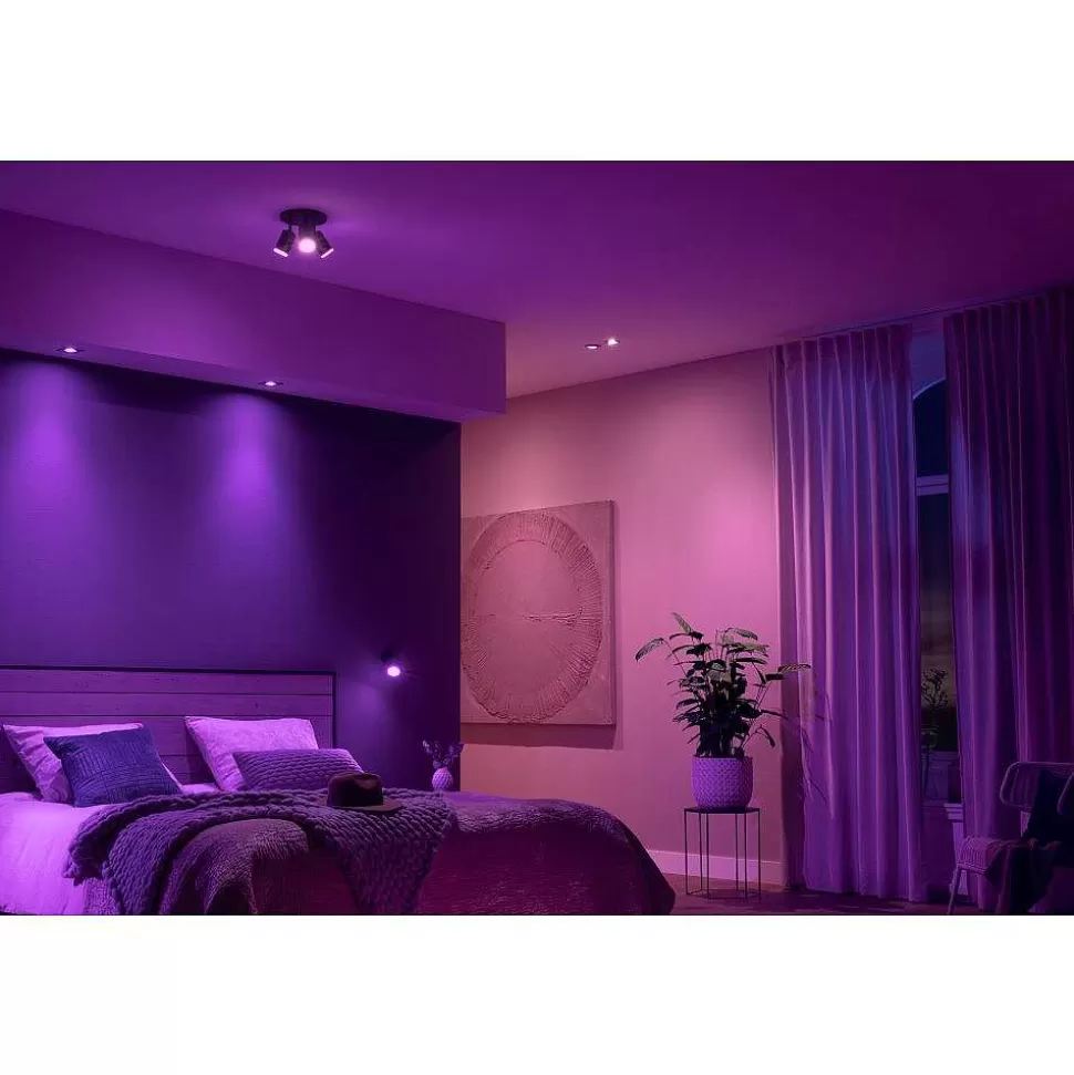 Luminaires Philips Zigbee>Plafonnier Philips Hue Fugato Led Noir, 1 Lumiere, Changeur De Couleurs