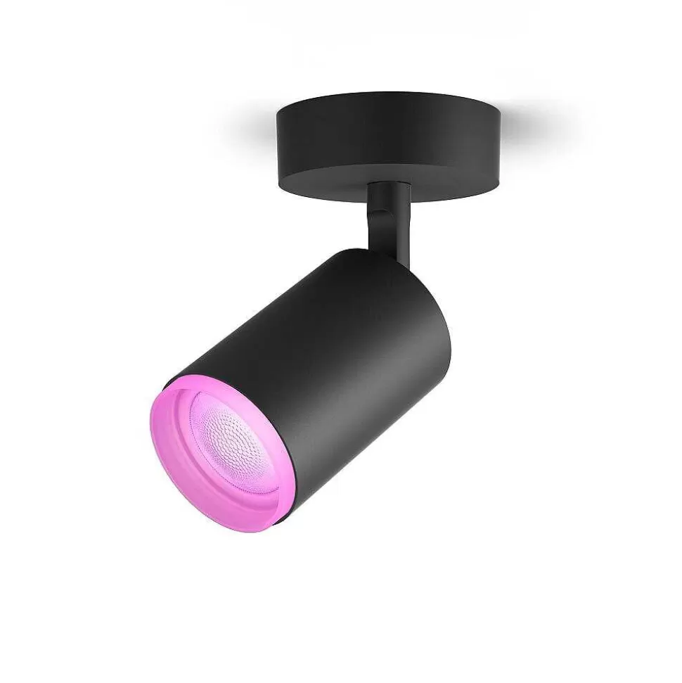 Luminaires Philips Zigbee>Plafonnier Philips Hue Fugato Led Noir, 1 Lumiere, Changeur De Couleurs