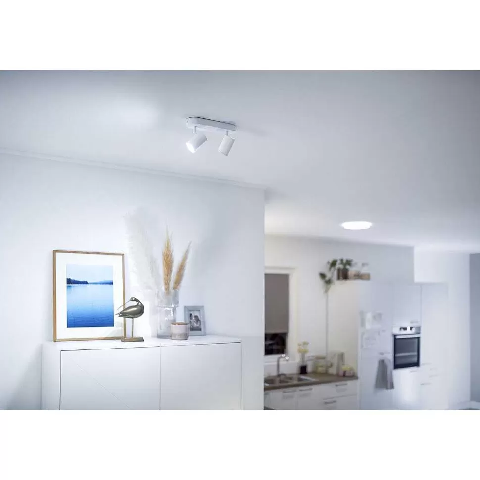 Luminaires Philips Wiz>Plafonnier Philips Wiz Imageo Led Blanc, 2 Lumieres, Changeur De Couleurs