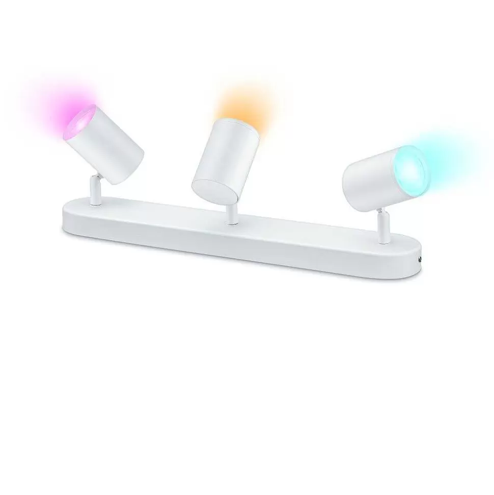 Luminaires Philips Wiz>Plafonnier Philips Wiz Imageo Led Blanc, 3 Lumieres, Changeur De Couleurs