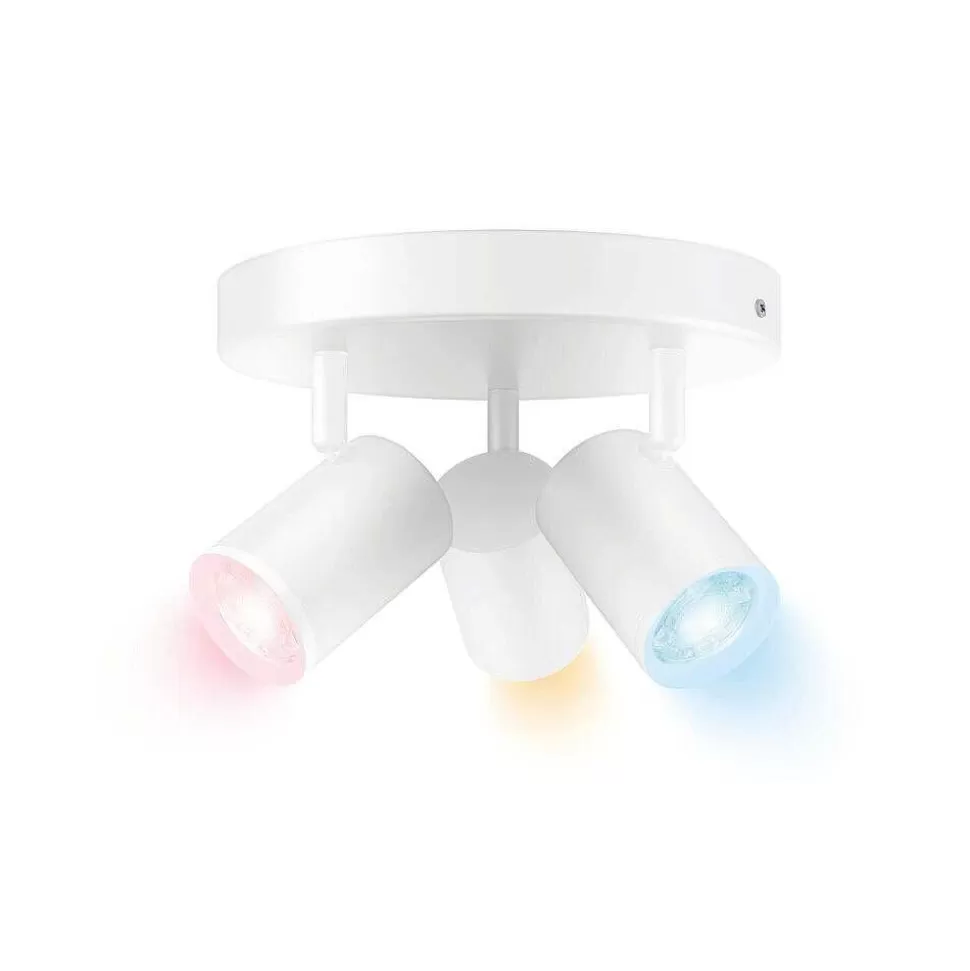 Luminaires Philips Wiz>Plafonnier Philips Wiz Imageo Led Blanc, 3 Lumieres, Changeur De Couleurs
