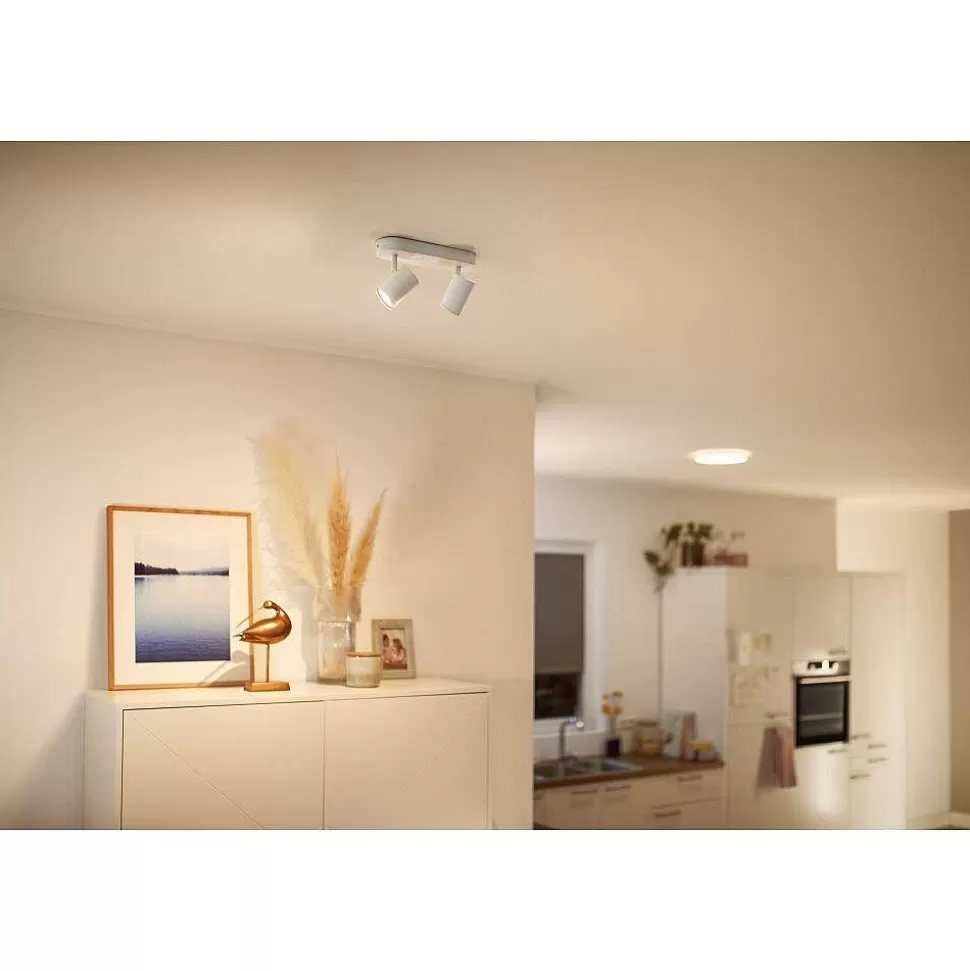 Luminaires Philips Wiz>Plafonnier Philips Wiz Imageo Led Blanc, 2 Lumieres, Changeur De Couleurs