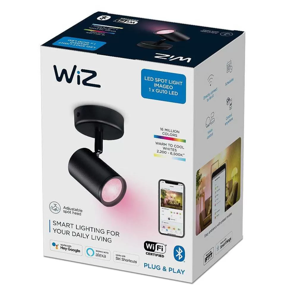 Luminaires Philips Wiz>Plafonnier Philips Wiz Imageo Led Noir, 1 Lumiere, Changeur De Couleurs