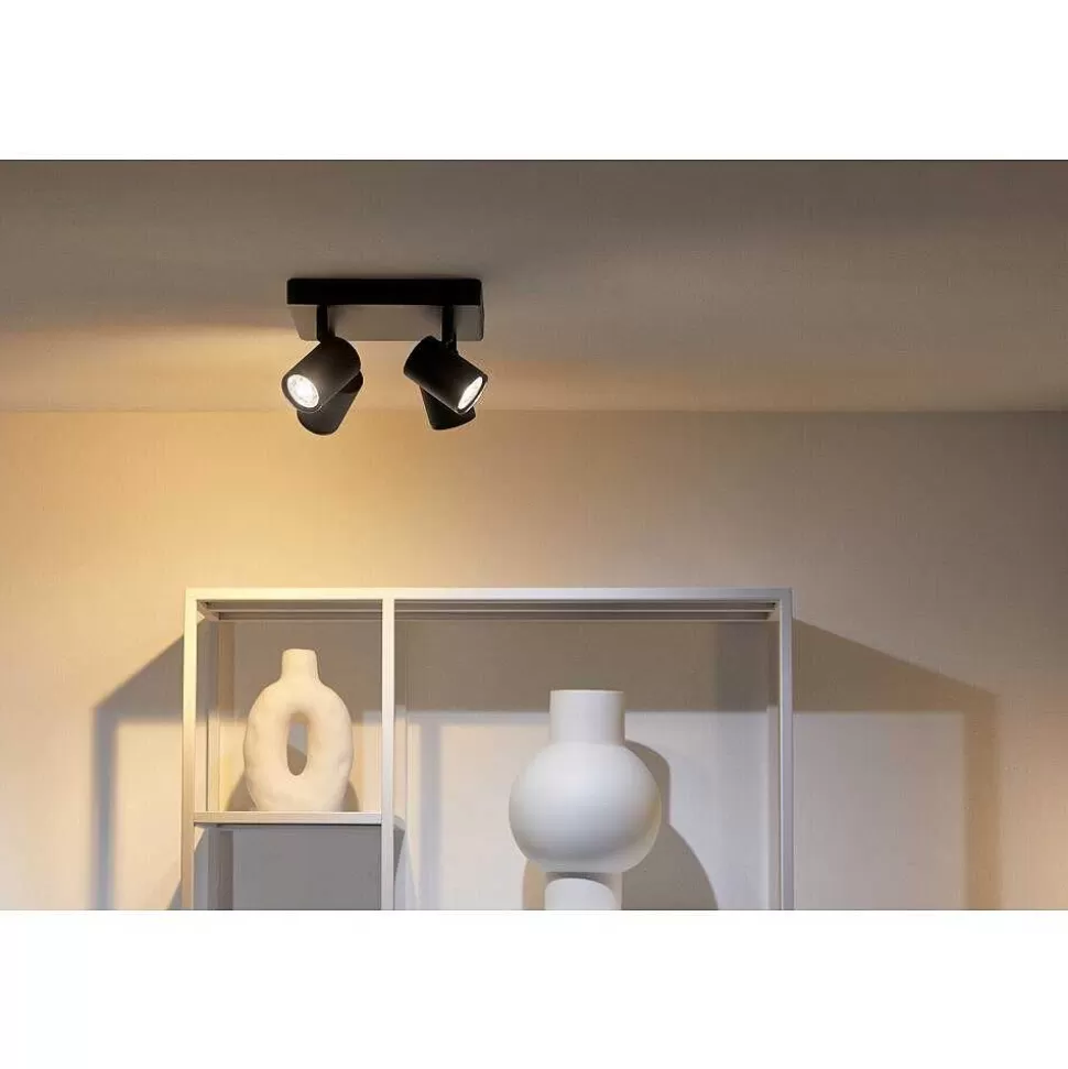 Luminaires Philips Wiz>Plafonnier Philips Wiz Imageo Led Noir, 4 Lumieres, Changeur De Couleurs