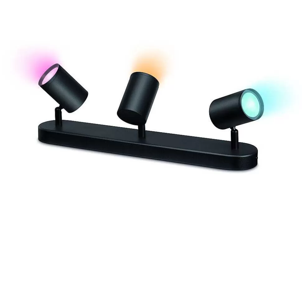 Luminaires Philips Wiz>Plafonnier Philips Wiz Imageo Led Noir, 3 Lumieres, Changeur De Couleurs
