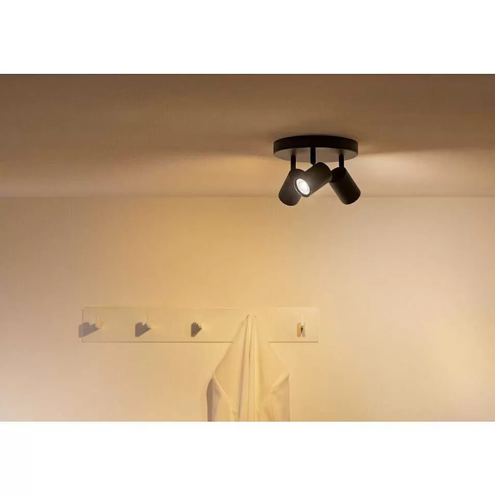 Luminaires Philips Wiz>Plafonnier Philips Wiz Imageo Led Noir, 3 Lumieres, Changeur De Couleurs
