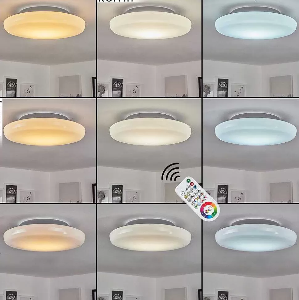 hofstein Luminaires Interieurs Connectes>Plafonnier Ral Led Argente, Blanc, 1 Lumiere, Telecommandes, Changeur De Couleurs