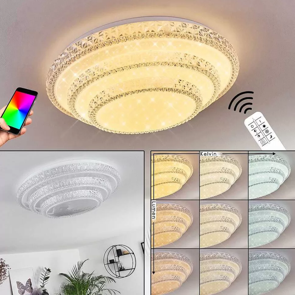 hofstein Luminaires Interieurs Connectes>Plafonnier Roseto Led Transparent, Blanc, 1 Lumiere, Telecommandes