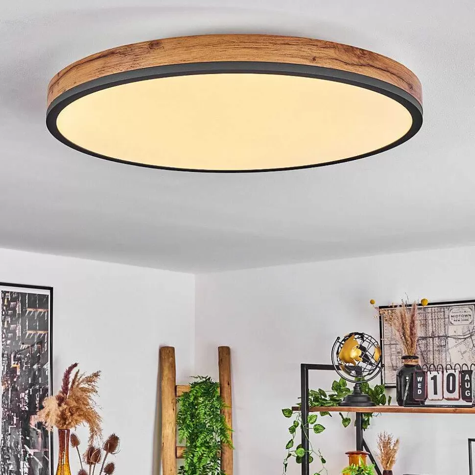 hofstein Éclairage Led>Plafonnier Salmi Led Anthracite, Brun, Couleur Bois, Noir, 1 Lumiere, Telecommandes