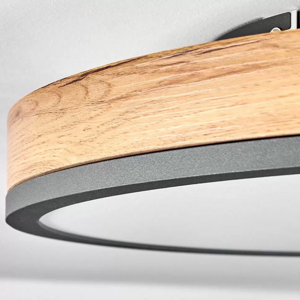 hofstein Éclairage Led>Plafonnier Salmi Led Anthracite, Brun, Couleur Bois, Noir, 1 Lumiere, Telecommandes