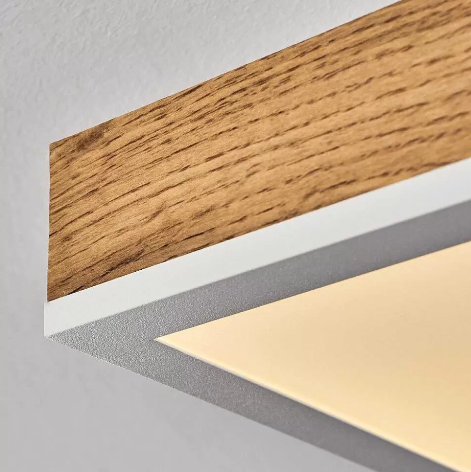 hofstein Luminaires Scandinaves>Plafonnier Salmi Led Brun, Couleur Bois, Blanc, 1 Lumiere, Telecommandes