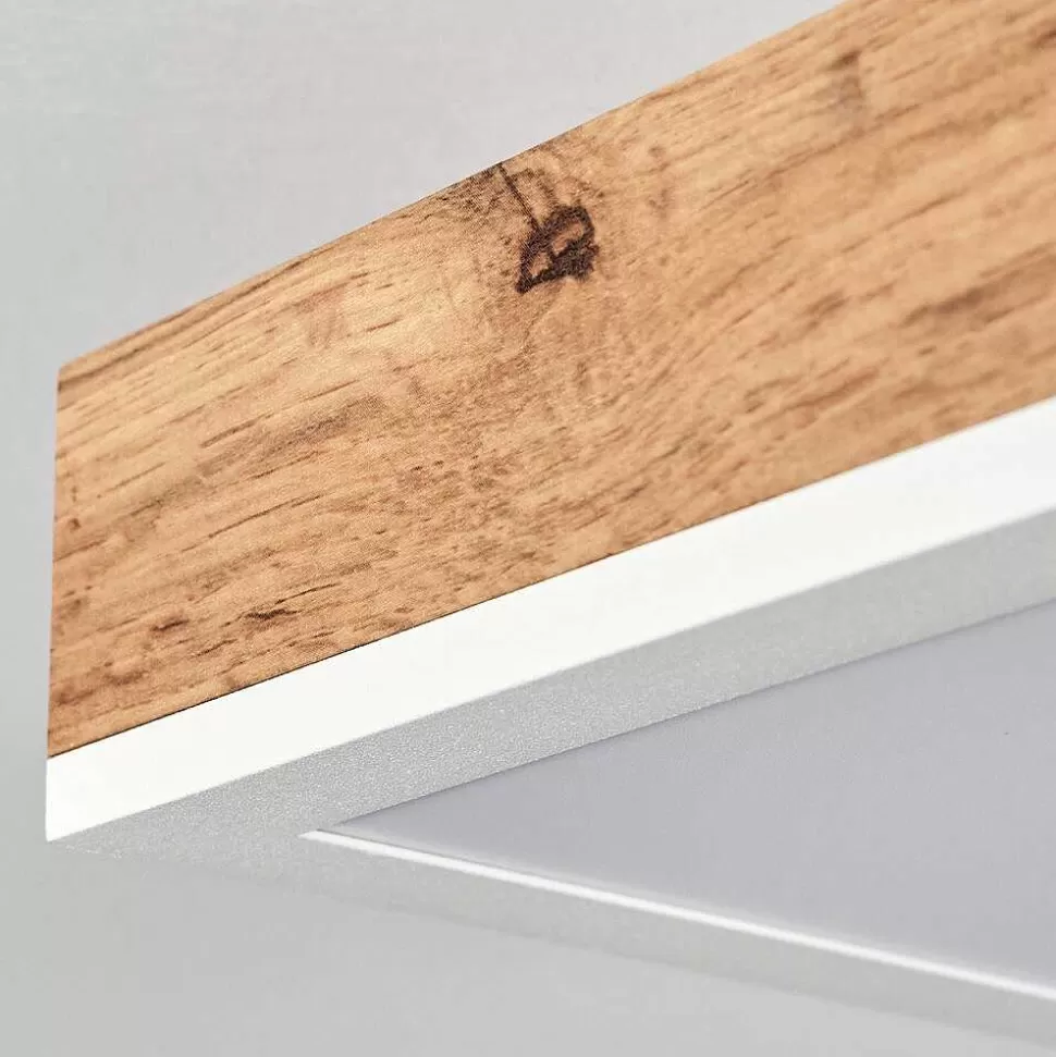 hofstein Luminaires Scandinaves>Plafonnier Salmi Led Brun, Couleur Bois, Blanc, 1 Lumiere, Telecommandes