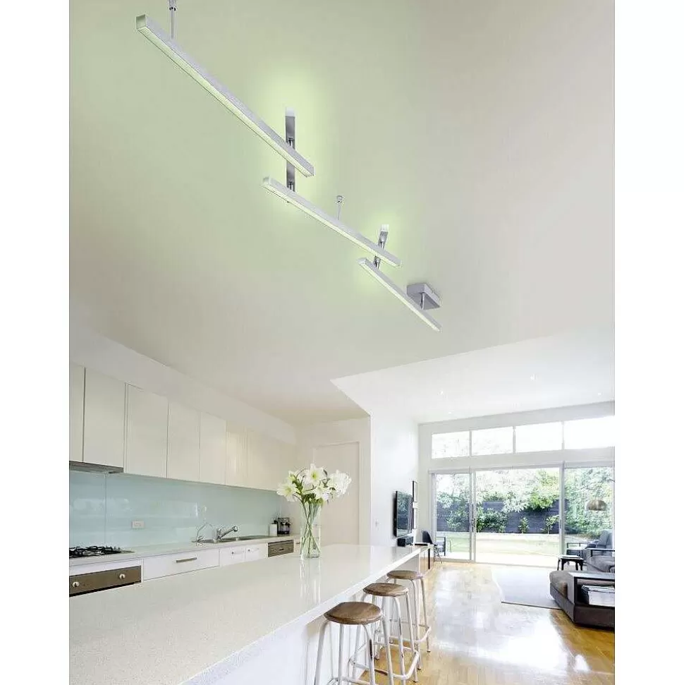 Luminaires Trio Wiz>Plafonnier Trio Leuchten Wiz Melby Led Nickel Mat, 1 Lumiere, Telecommandes, Changeur De Couleurs