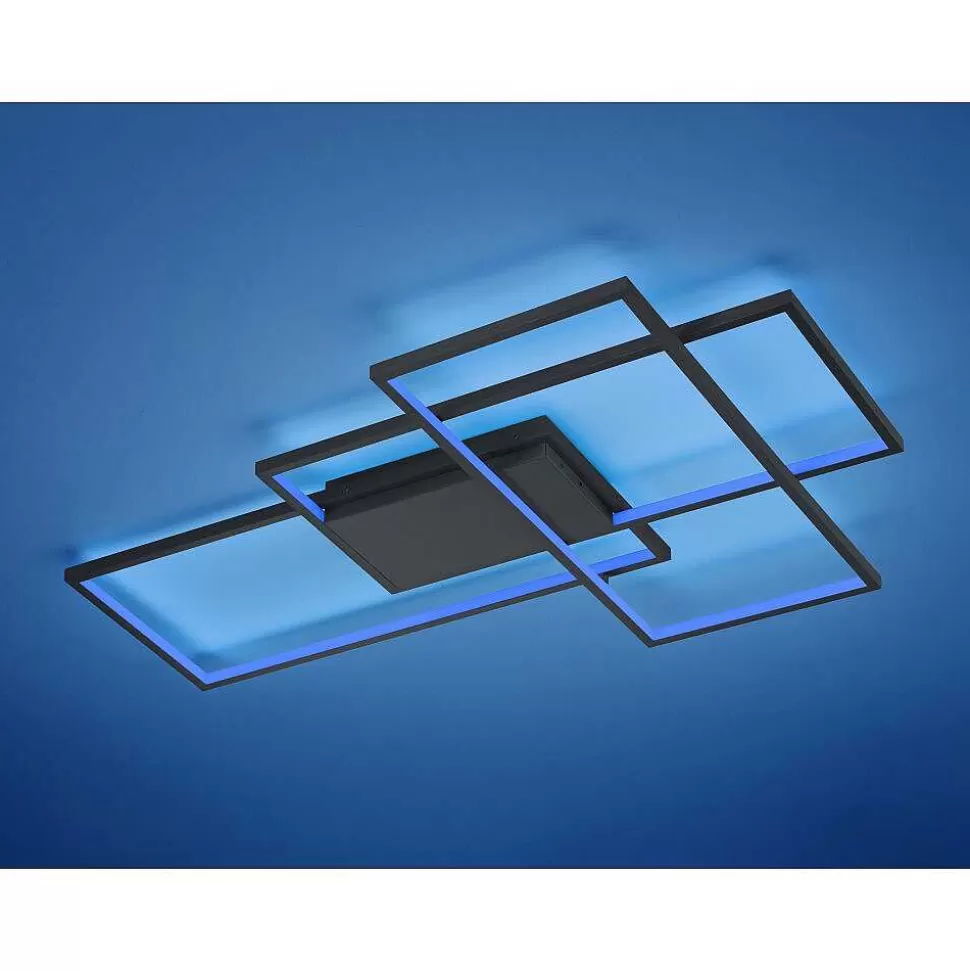 Luminaires Trio Wiz>Plafonnier Trio Thiago Led Anthracite, 1 Lumiere, Telecommandes, Changeur De Couleurs