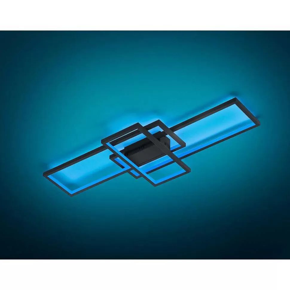 Luminaires Trio Wiz>Plafonnier Trio Thiago Led Anthracite, 1 Lumiere, Telecommandes, Changeur De Couleurs