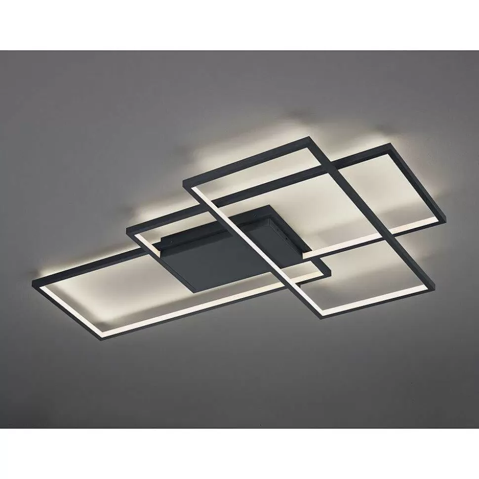 Luminaires Trio Wiz>Plafonnier Trio Thiago Led Anthracite, 1 Lumiere, Telecommandes, Changeur De Couleurs