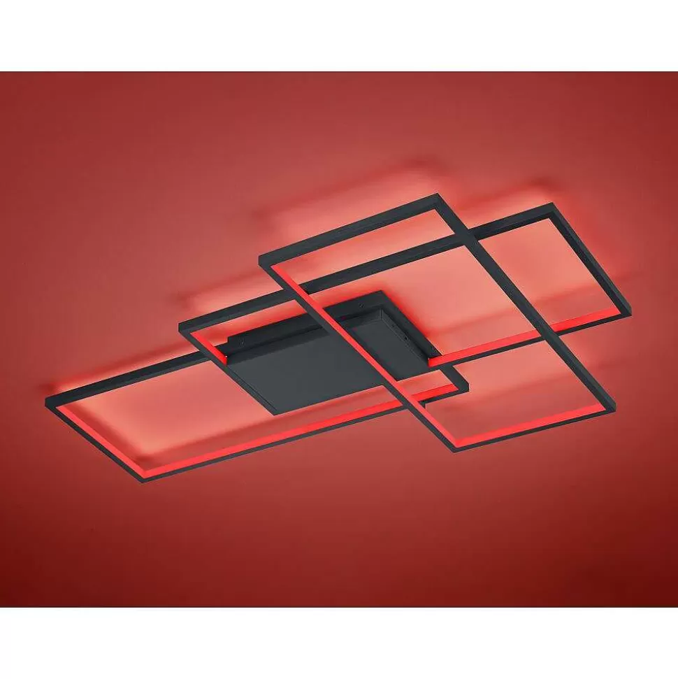 Luminaires Trio Wiz>Plafonnier Trio Thiago Led Anthracite, 1 Lumiere, Telecommandes, Changeur De Couleurs