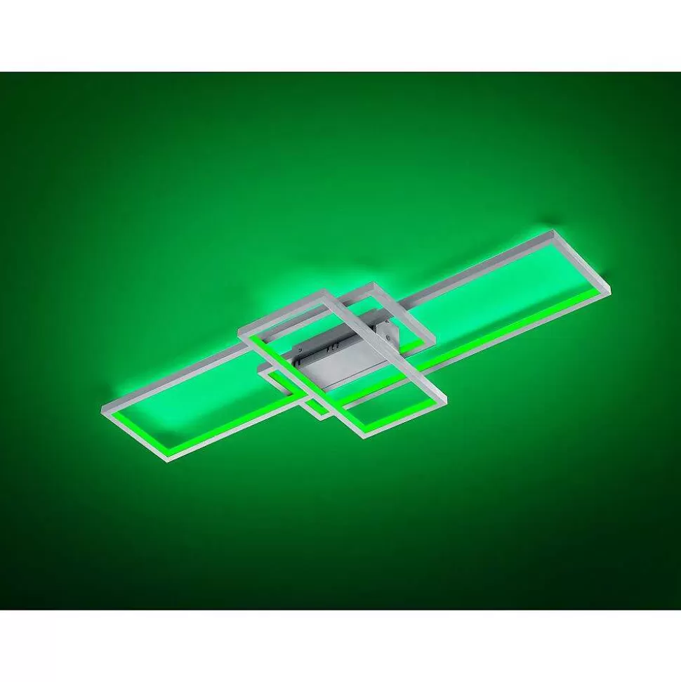 Luminaires Trio Wiz>Plafonnier Trio Thiago Led Nickel Mat, 1 Lumiere, Telecommandes, Changeur De Couleurs