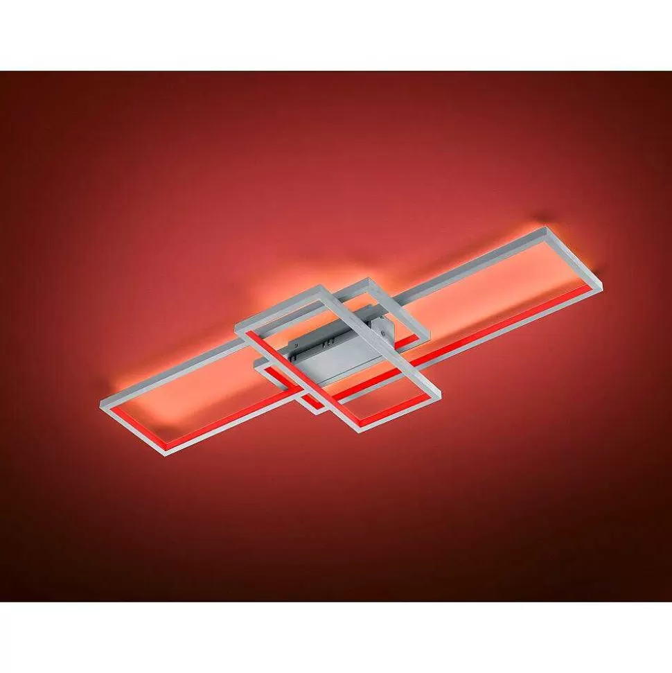 Luminaires Trio Wiz>Plafonnier Trio Thiago Led Nickel Mat, 1 Lumiere, Telecommandes, Changeur De Couleurs