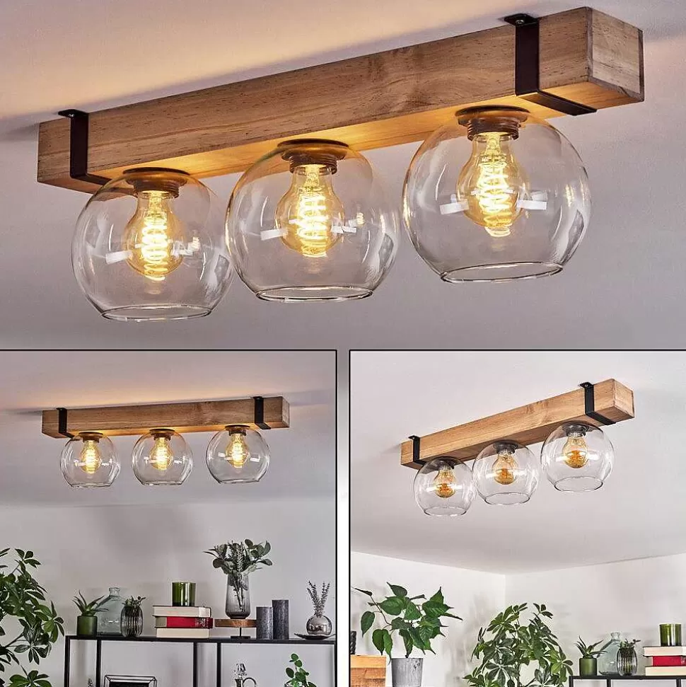 hofstein Luminaires Scandinaves>Plafonnier Verre 15Cm Montgomery Ecru, Noir, 3 Lumieres