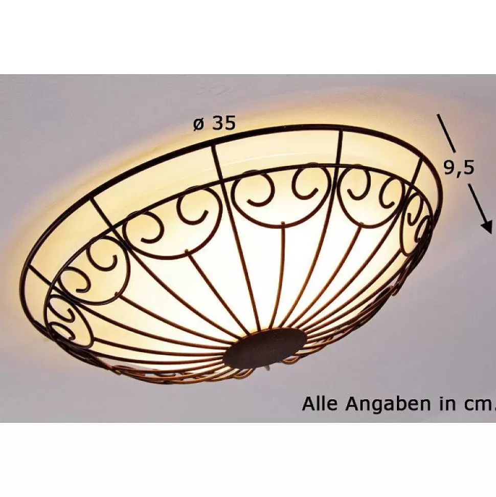 Luminaires Eglo Luminaires Antiques>Plafonnier/Applique Murale Eglo Colti Brun, Brun Fonce, Rouille, Blanc, 2 Lumieres