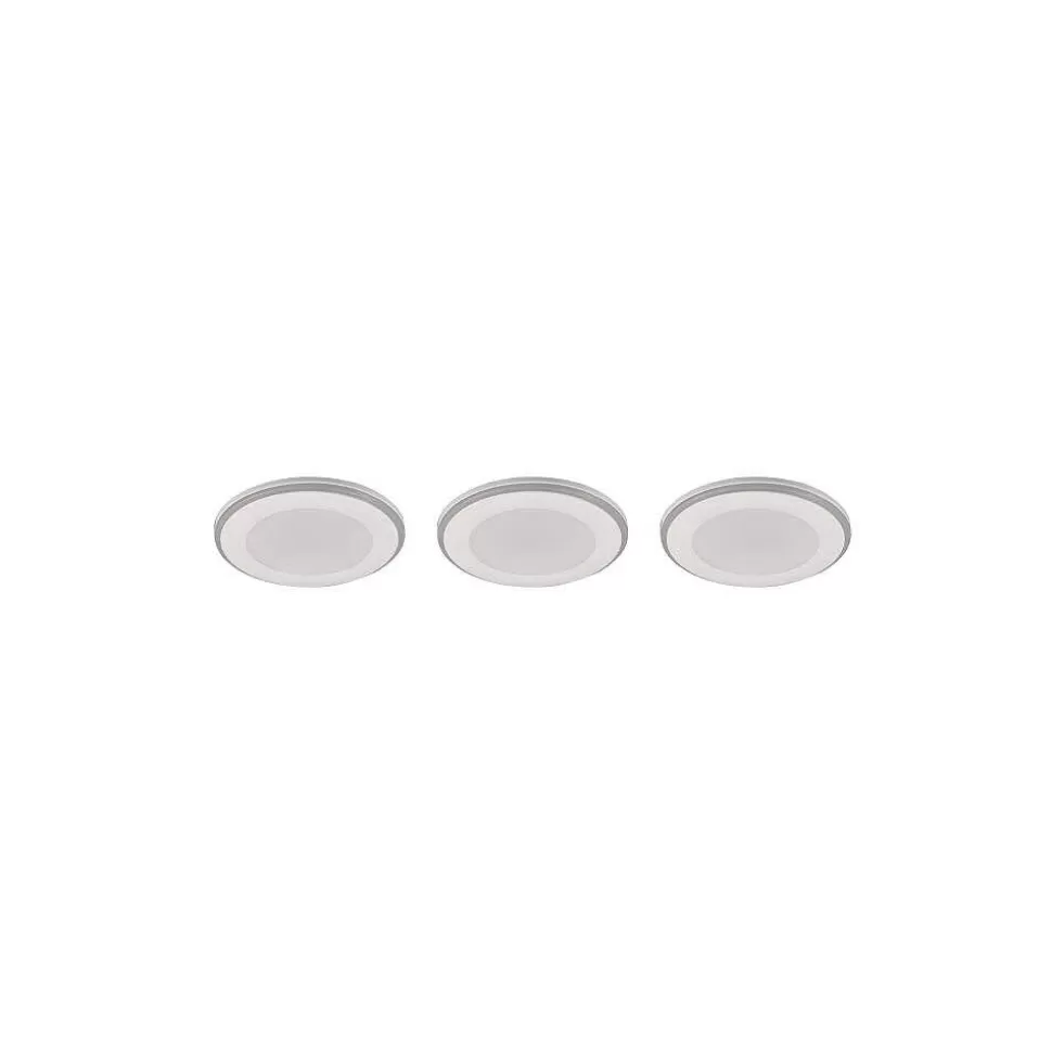 Luminaires Trio Luminaires Encastrés>Spot Encastrable - Kit De 3 Trio Argus Led Blanc, 6 Lumieres, Telecommandes, Changeur De Couleurs
