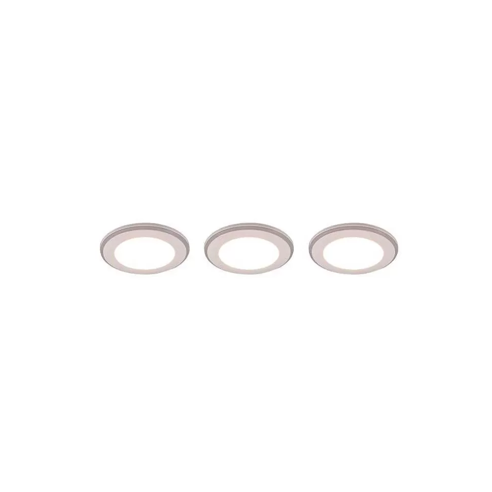 Luminaires Trio Luminaires Encastrés>Spot Encastrable - Kit De 3 Trio Argus Led Blanc, 6 Lumieres, Telecommandes, Changeur De Couleurs