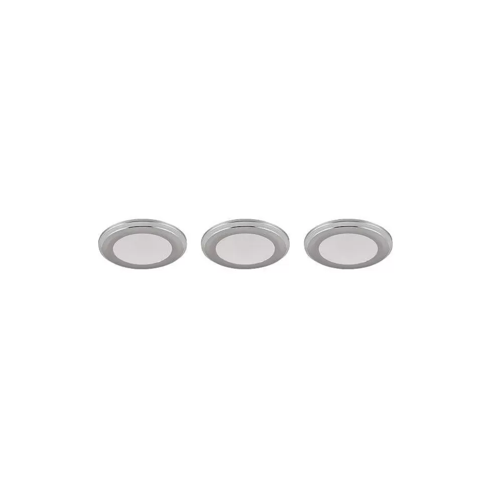 Luminaires Trio Luminaires Encastrés>Spot Encastrable - Kit De 3 Trio Argus Led Chrome, 6 Lumieres, Telecommandes, Changeur De Couleurs