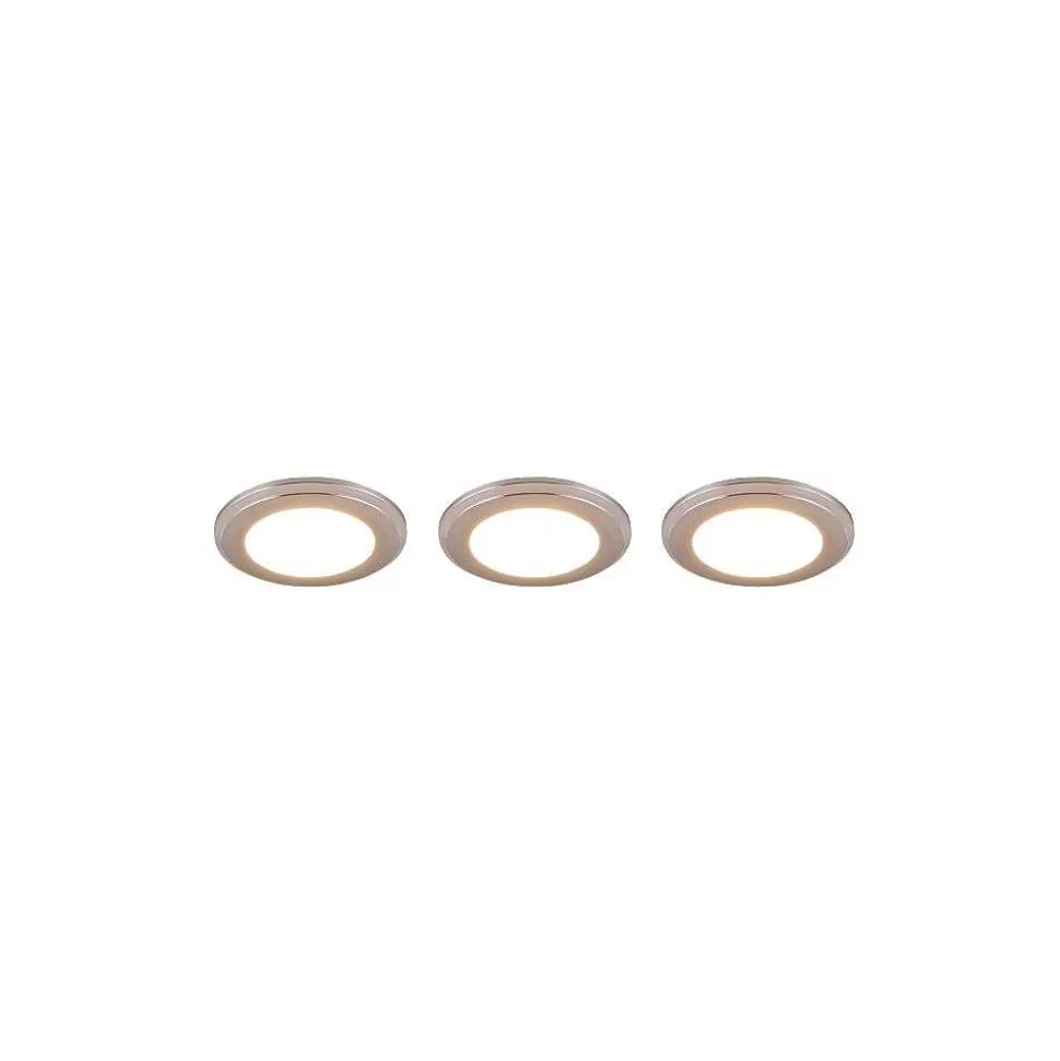 Luminaires Trio Luminaires Encastrés>Spot Encastrable - Kit De 3 Trio Argus Led Chrome, 6 Lumieres, Telecommandes, Changeur De Couleurs