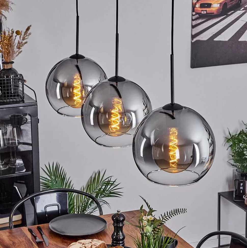 hofstein Suspensions>Suspension Boules 25 Cm Koyoto Clair, Fume, 3 Lumieres